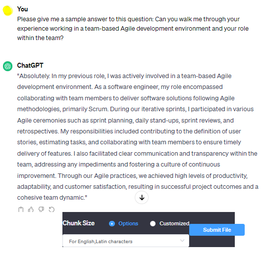 Asking ChatGPT Interview Questions: Agile Development Experience